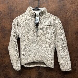 Cuddly Sherpa Child 7/8 Beige 1/4 Zip Teddy Bear Jacket Unisex Pullover